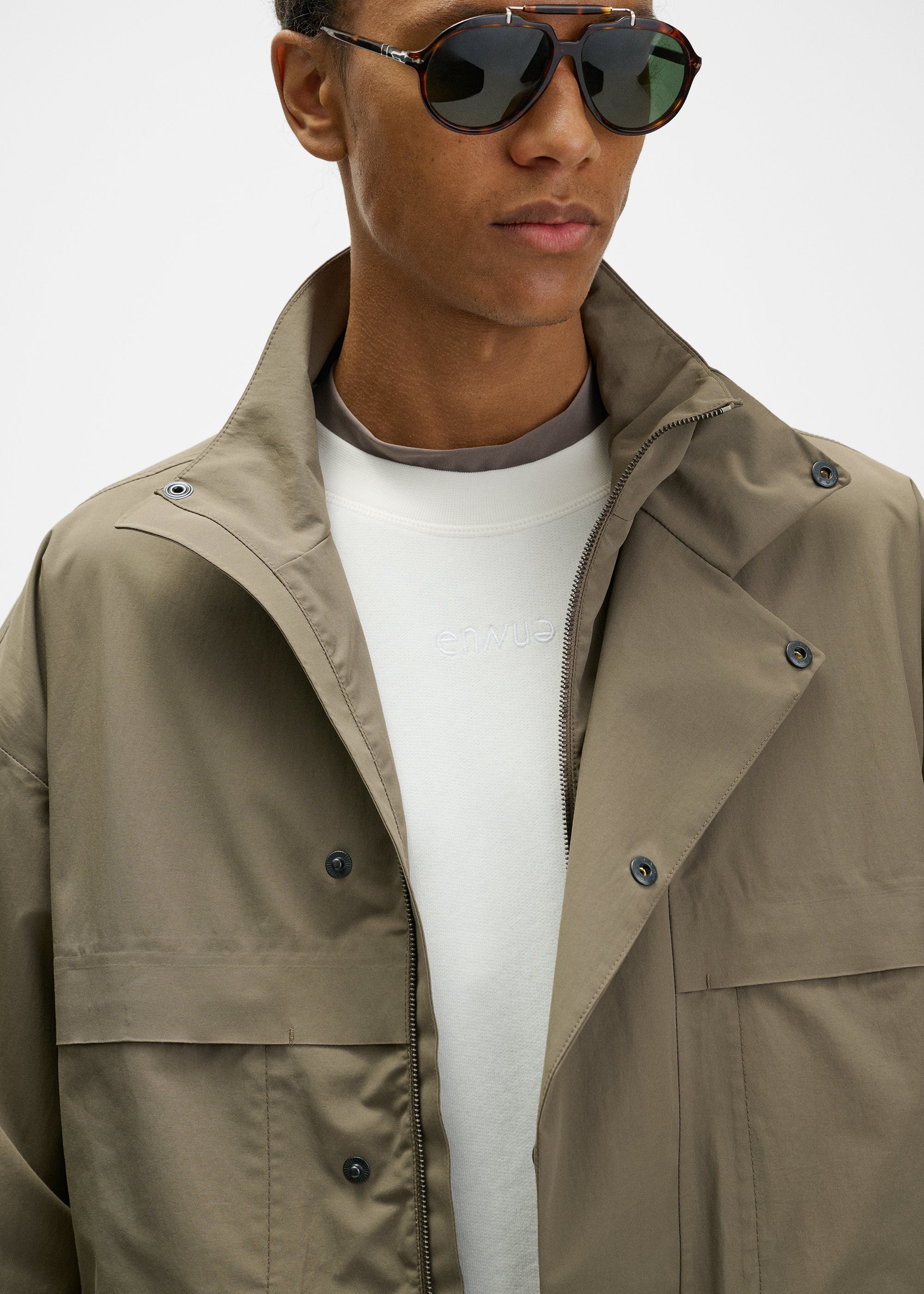Men's Acacia 2-Layer Utility Jacket in Dark Khaki | ENNUE—Shop now